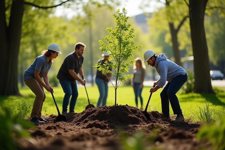 Zespół NaturalnieZdrowy sadzący drzewa w ramach akcji ekologicznej